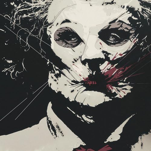Close-up of a distressed face with dark eyes and red markings.