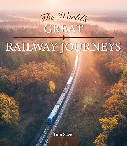 Book cover depicting a train traveling through a forested, mountainous landscape.