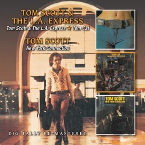 CD cover for Tom Scott & The L.A. Express, featuring a man with luggage.