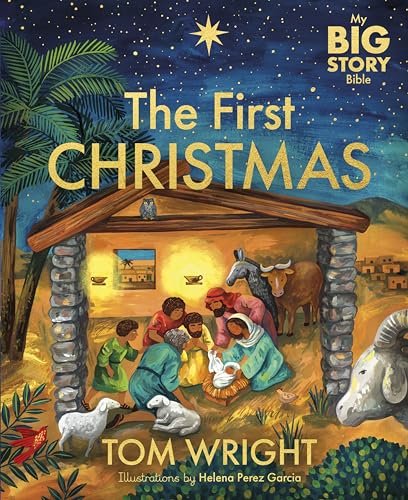 Children’s book cover depicting the Nativity scene with animals and people.