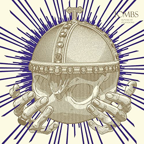 CD cover: skull wearing a crown, held by skeletal hands, detailed engraving.