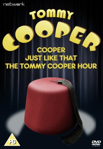 Tommy Cooper DVD cover featuring a red fez and gold lettering.