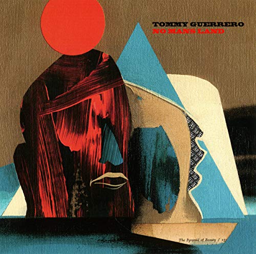 Album cover for Tommy Guerrero’s “No Mans Land” with abstract red and blue shapes.