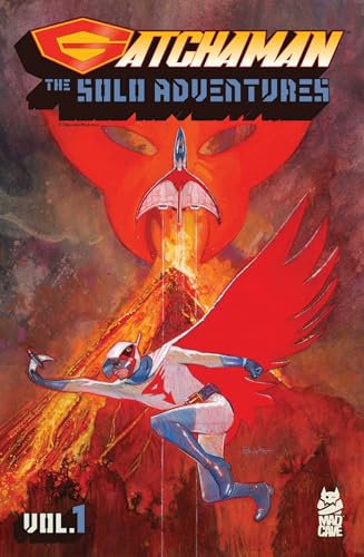 Gatchaman comic cover featuring a superhero flying over a fiery landscape.