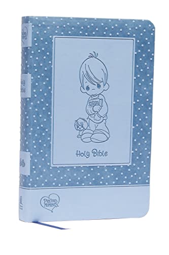 Blue children’s Bible with Precious Moments illustration of a boy and puppy.