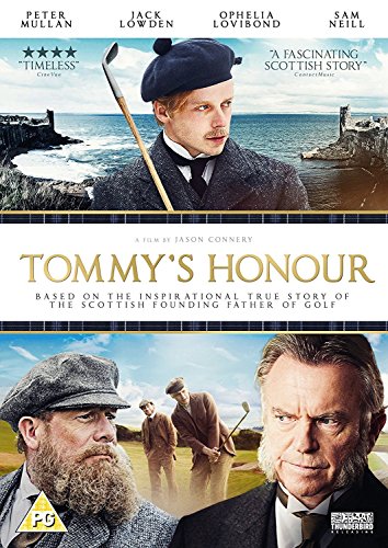 DVD cover of "Tommy's Honour" featuring golfers in period attire with coastal background.