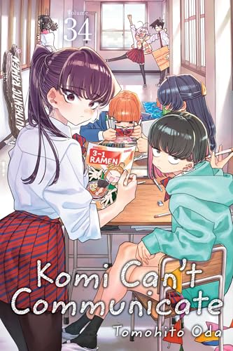 Manga cover showing Komi and friends in a classroom setting with ramen-themed art.