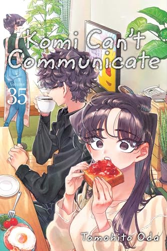 Manga cover with girl eating toast and two people in background at a table.