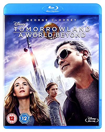 Tomorrowland" Blu-ray cover featuring George Clooney and Britt Robertson.