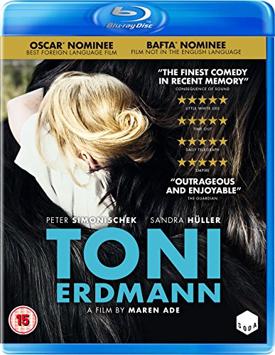 Blu-ray cover for "Toni Erdmann" featuring a blonde woman and dark hair.