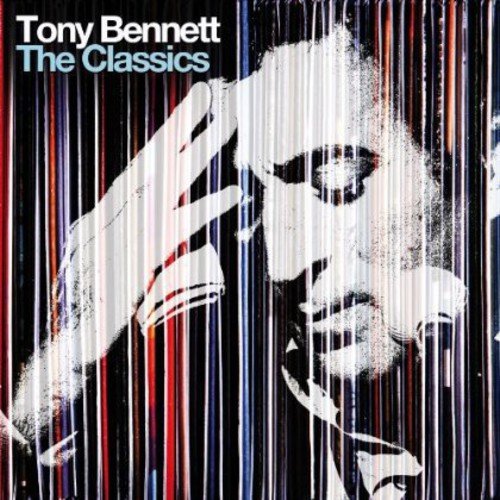 Tony Bennett album cover, portrait with colorful vertical lines.