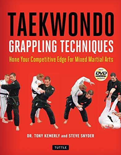 Book cover showing four sequences of two people practicing Taekwondo grappling techniques.