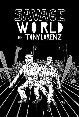 Black and white comic book cover depicting two figures and a crowd.