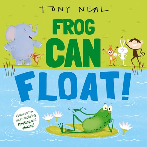 Book cover: green frog floating on a lily pad with animal friends.