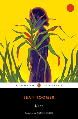 Book cover for "Cane" by Jean Toomer, featuring illustrated figure in foliage.