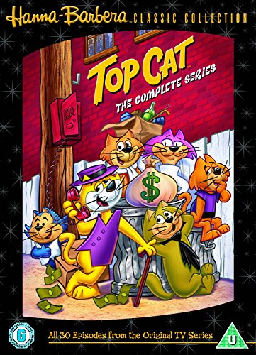 “Top Cat” DVD cover featuring six cartoon cats near a trash can.