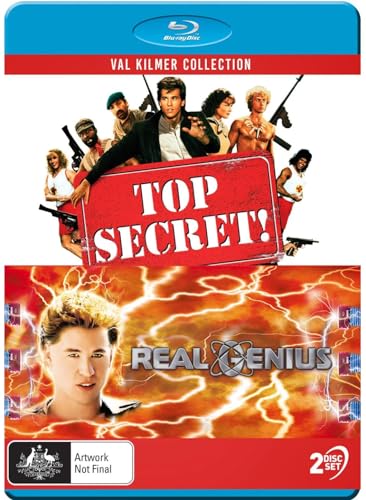 Blu-ray case for "Top Secret!" and "Real Genius" with cast images.