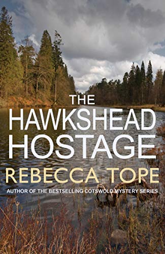 Book cover: "The Hawkshead Hostage" with a lakeside forest backdrop.
