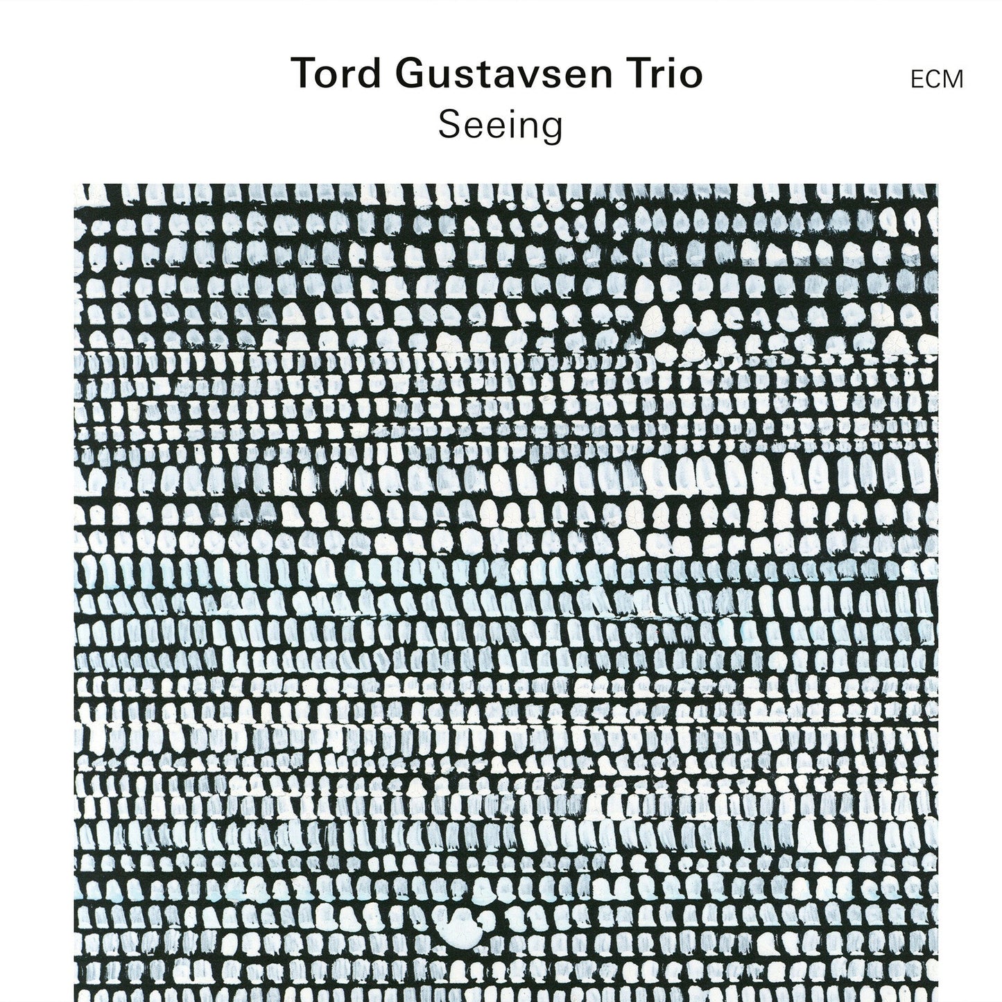 CD cover for Tord Gustavsen Trio’s “Seeing” with abstract black and white pattern.