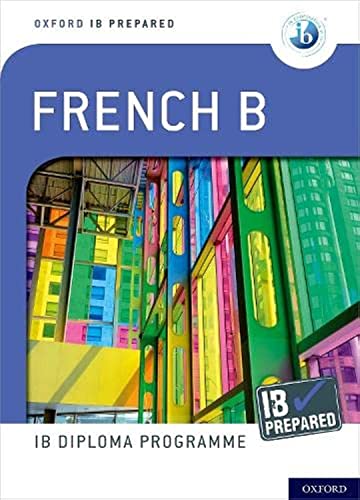 Textbook cover for IB French B with colorful building image.