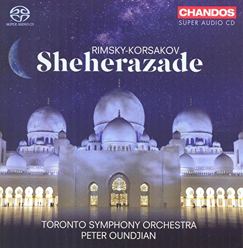 CD cover for Rimsky-Korsakov’s *Sheherazade* featuring a mosque at night.