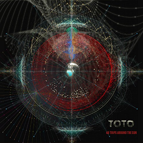 Album cover featuring a cosmic design with Earth at the center, titled "Toto - 40 Trips Around The Sun."