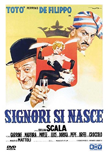 DVD cover for Italian comedy "Signori Si Nasce" featuring three figures.