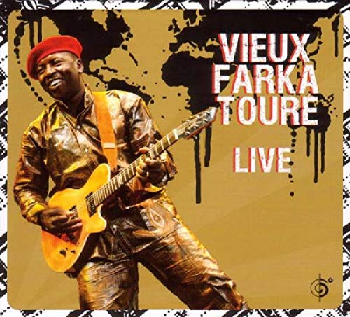 Vieux Farka Toure playing a golden electric guitar, album cover.