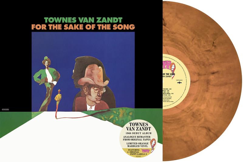 Townes Van Zandt album cover and orange marbled vinyl record.