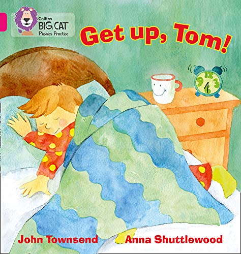 Book cover: a boy in bed with a ringing alarm clock and mug.