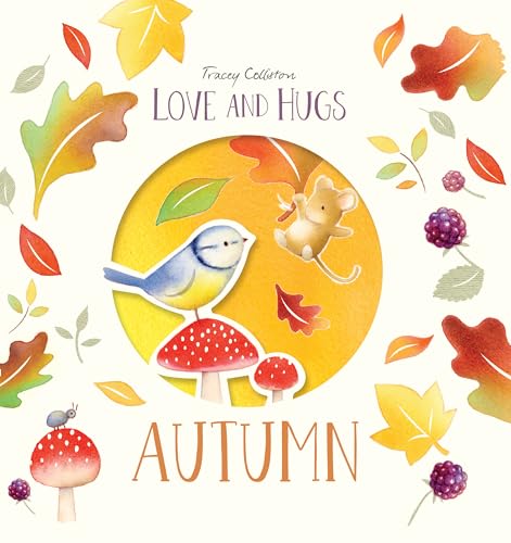 Book cover with a bird, mouse, autumn leaves, and mushrooms.