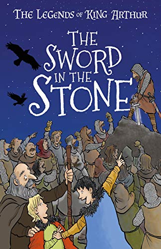 Book cover depicting Arthur pulling a sword from a stone, with onlookers.