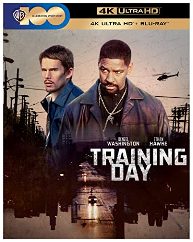 Training Day" Blu-ray cover featuring Denzel Washington and Ethan Hawke.