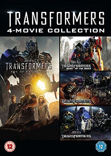 DVD cover for Transformers 1-4 movie collection featuring robot images.