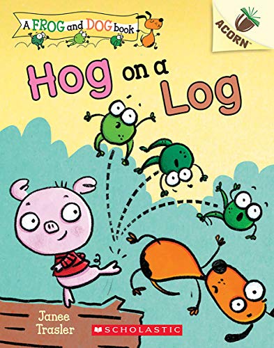 Book cover: frogs jumping near a pig and a smiling bug.