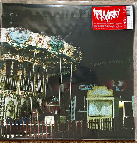 Vinyl record cover for Trauma Ray’s “Carnival” featuring a faded carousel.