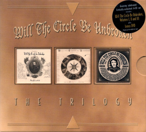 DVD case for "Will The Circle Be Unbroken: The Trilogy" with three album covers.