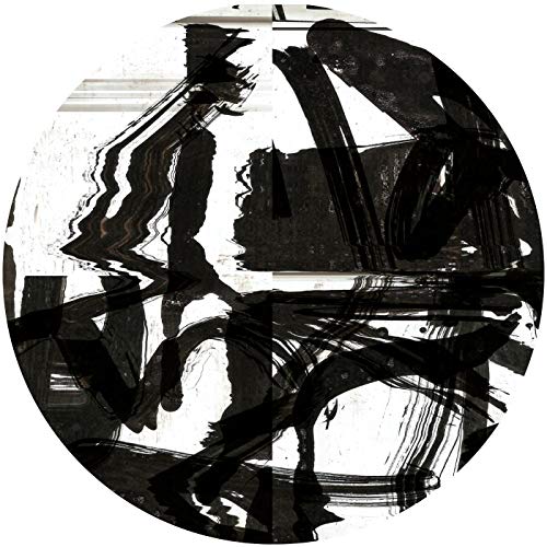 Black and white abstract brushstrokes arranged in a circular vinyl record cover.