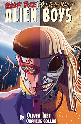 Graphic novel cover showing a split face of Oliver Tree and an alien character.
