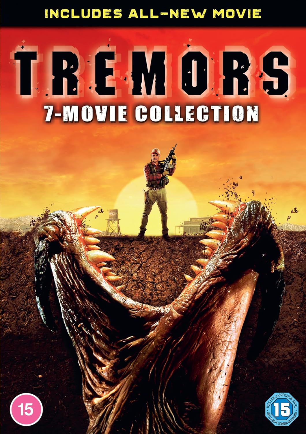 Tremors" DVD cover featuring a giant worm emerging from the desert.