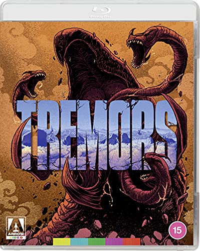 Blu-ray cover art featuring a giant subterranean monster behind the large blue Tremors title.