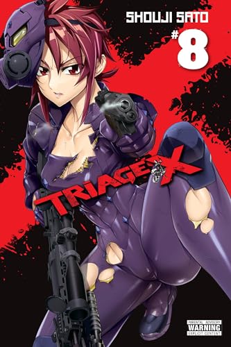 Manga volume 8 cover featuring a woman in a purple suit with a gun.