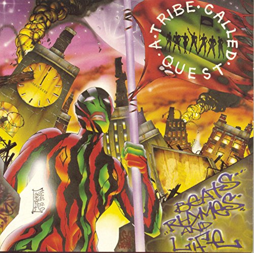 Album cover for A Tribe Called Quest’s “Beats Rhymes & Life” with colorful art.