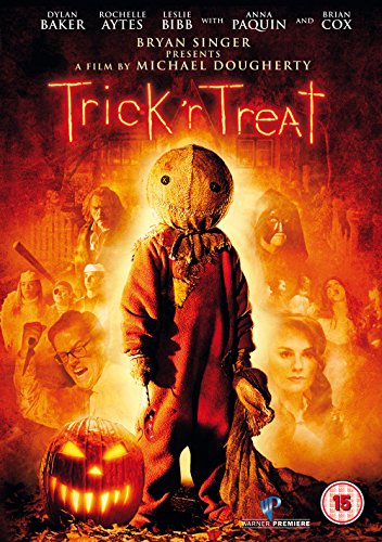 Trick 'r' Treat" DVD cover featuring Sam, a figure in an orange sack.