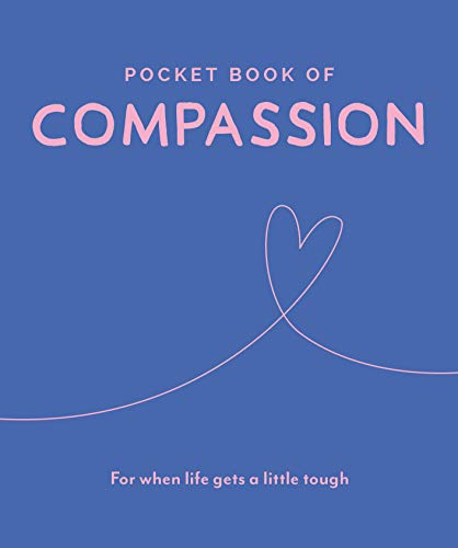 Blue book cover with pink text reading Pocket Book of Compassion and a heart outline.