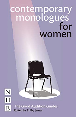 Book cover: "Contemporary Monologues for Women" with a chair illustration.