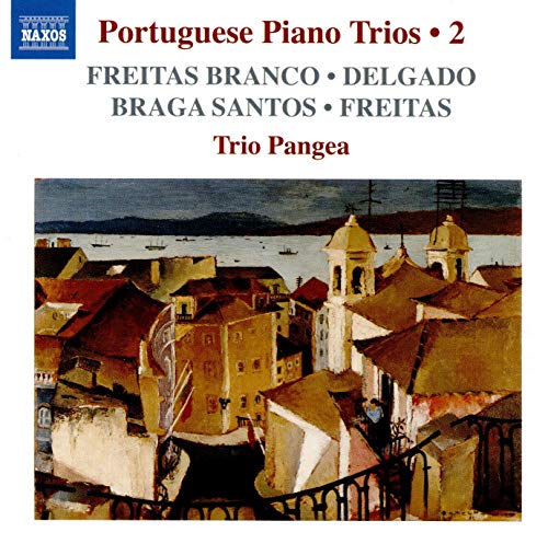 CD cover with a coastal town painting and composer names.