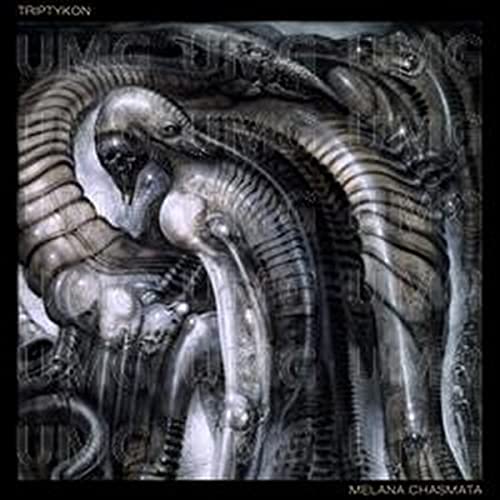 Dark, abstract album cover for Triptykon’s “Melana Chasmata” CD.