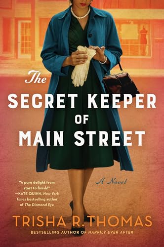 Book cover: woman in blue coat on a blurred Main Street.