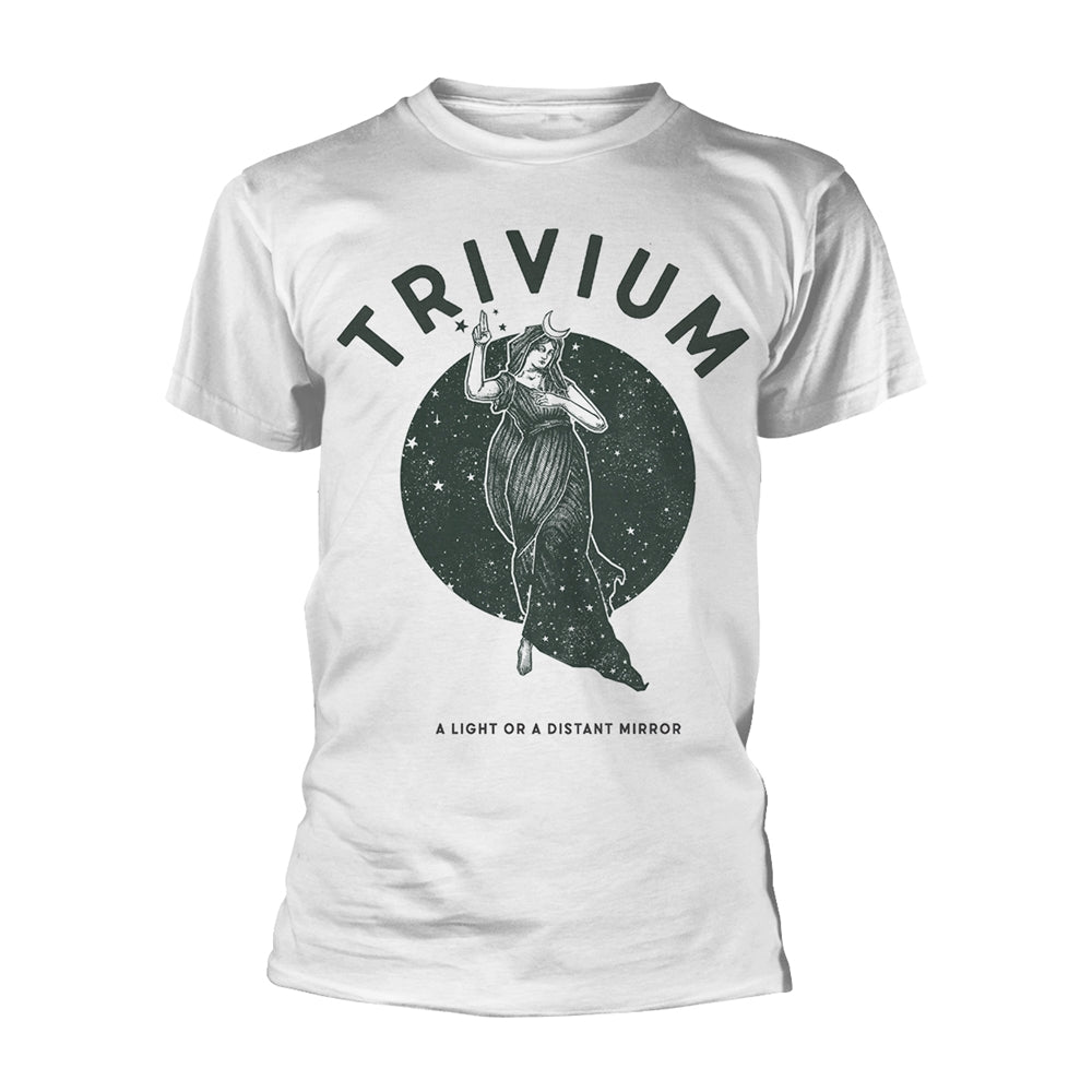 Gray t-shirt with "TRIVIUM" text and a celestial goddess design.